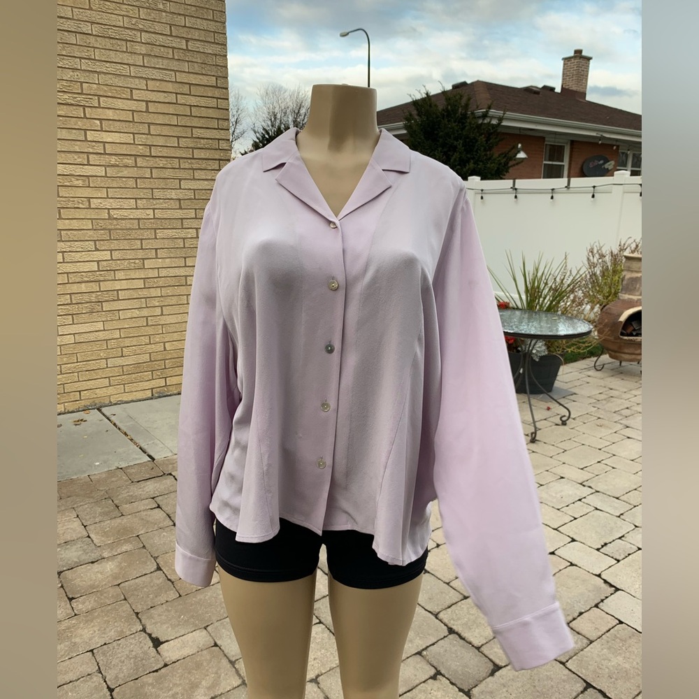 August Max silk Lavender Button-Up Women's Top. 18W